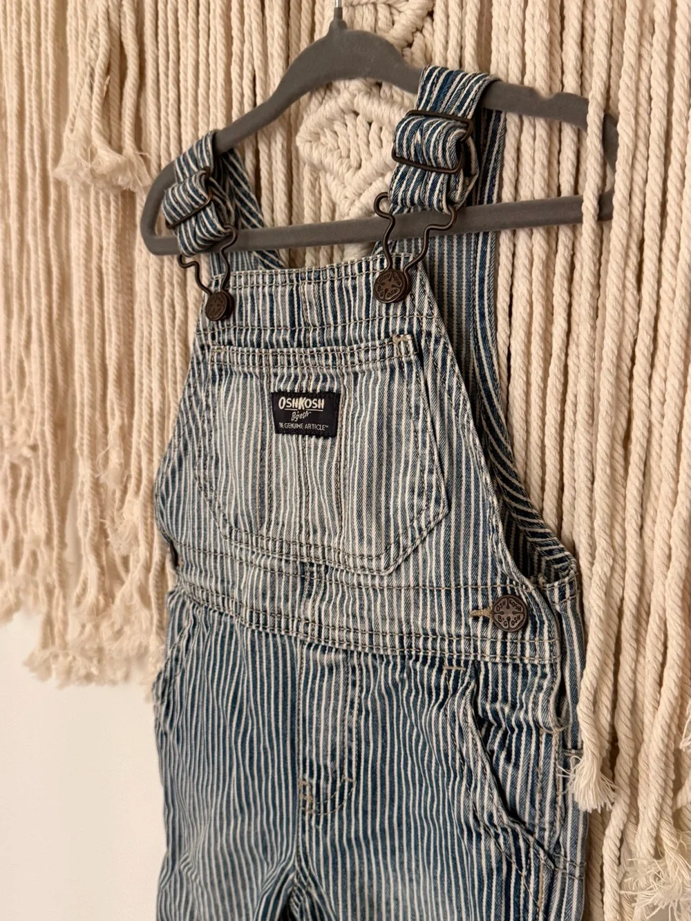OshKosh B'gosh Blue Striped Denim Overalls